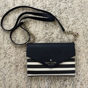 Kate spade black and white striped crossbody